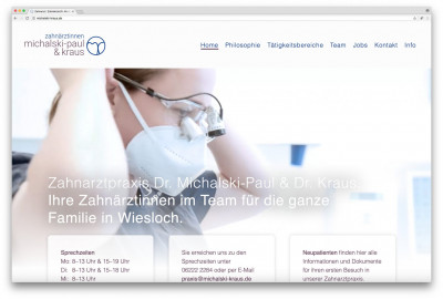 Webseite für die Zahnärztinnen Michalski-Paul & Kraus, Wiesloch